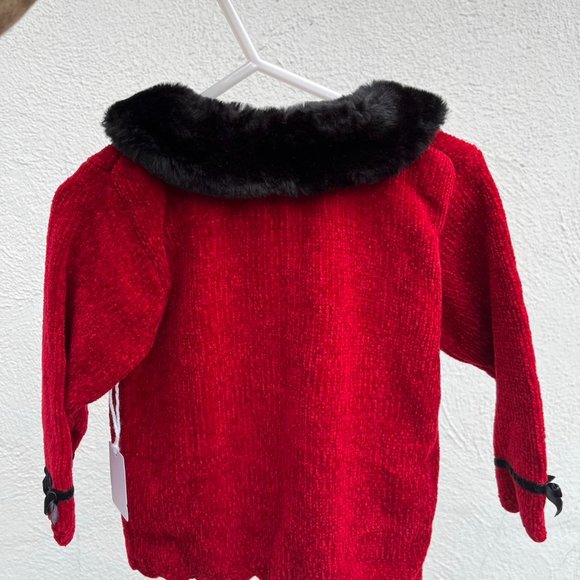 Vintage Toddler Cardigan w/ Faux Fur Collar - Picture 2 of 3